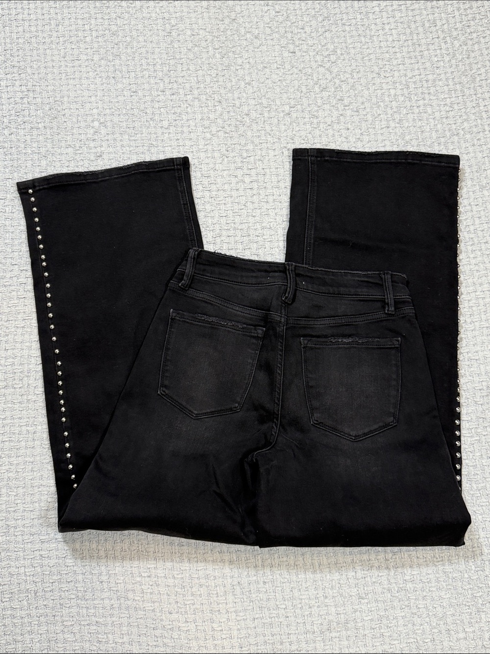 Olivia High Rise Silver Dome Nail Head Detailed Wide Leg Jeans by Vervet 27 - Picture 5 of 16